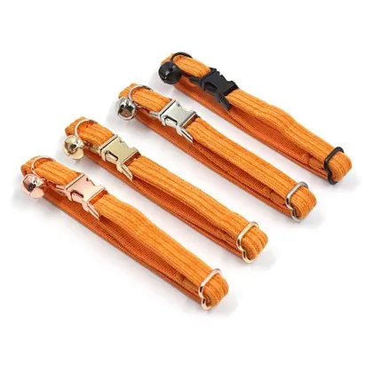 Komplet mačjih ovratnic iz oranžnega velveta